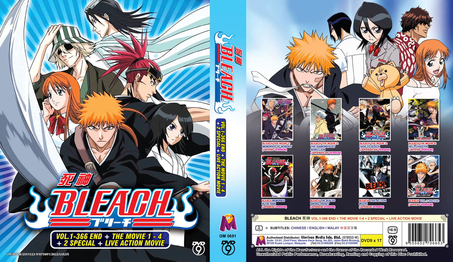 Bleach TV 1~366 + Movie +2 Special + Live Action Movie (DVD) (2004~2022)  Anime | Ep: 1-366 end (English Sub)
